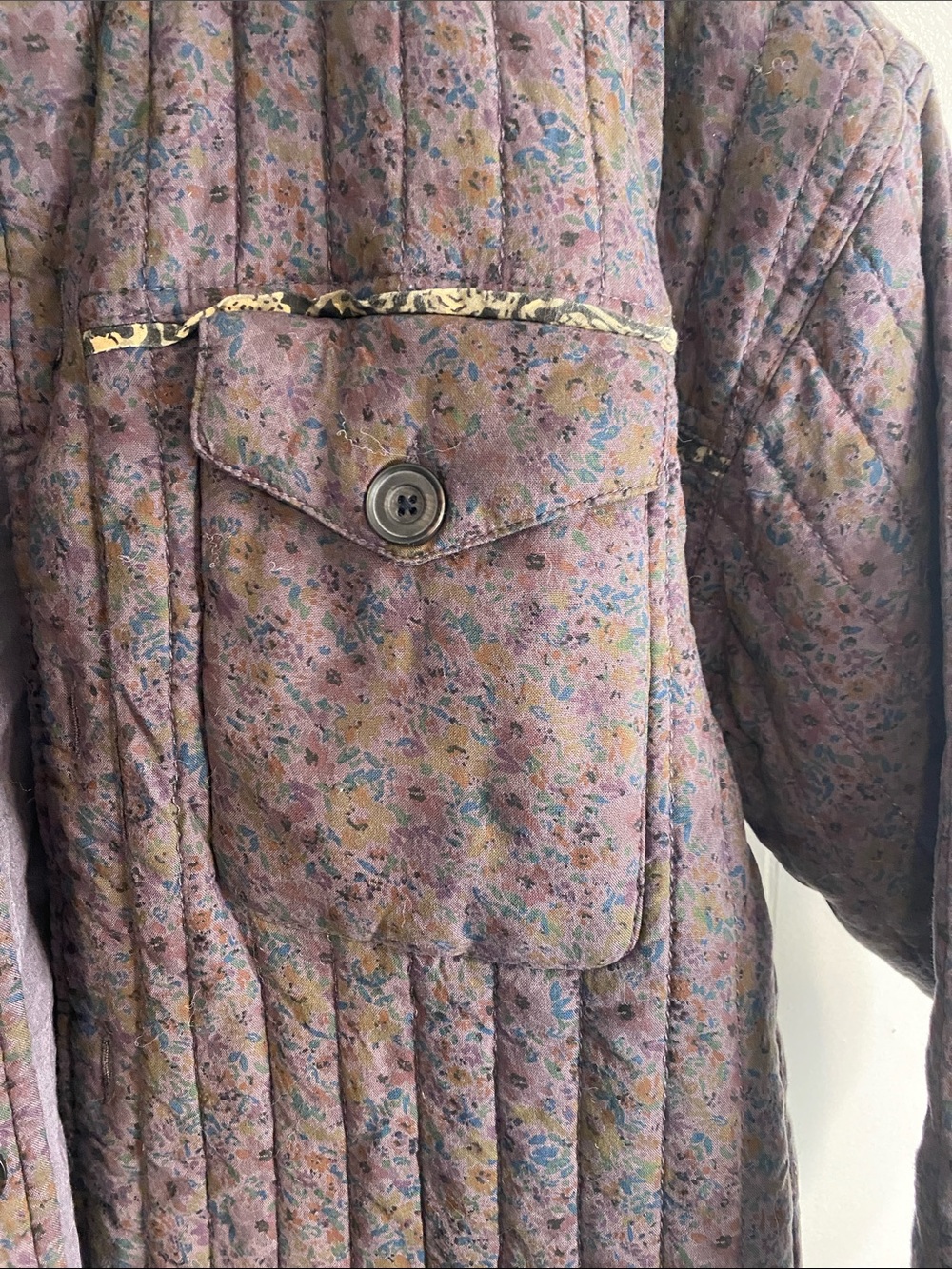 Boho Floral Quilted Chore Jacket Shacket Patchwork Prairie Folk Cottagecore XS - Picture 4 of 13